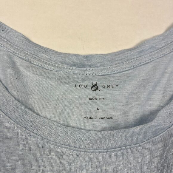 Lou & Grey Linen T-Shirt Relaxed Boxy Short Sleeve Casual Basic Tee LARGE Flaw - Picture 4 of 10